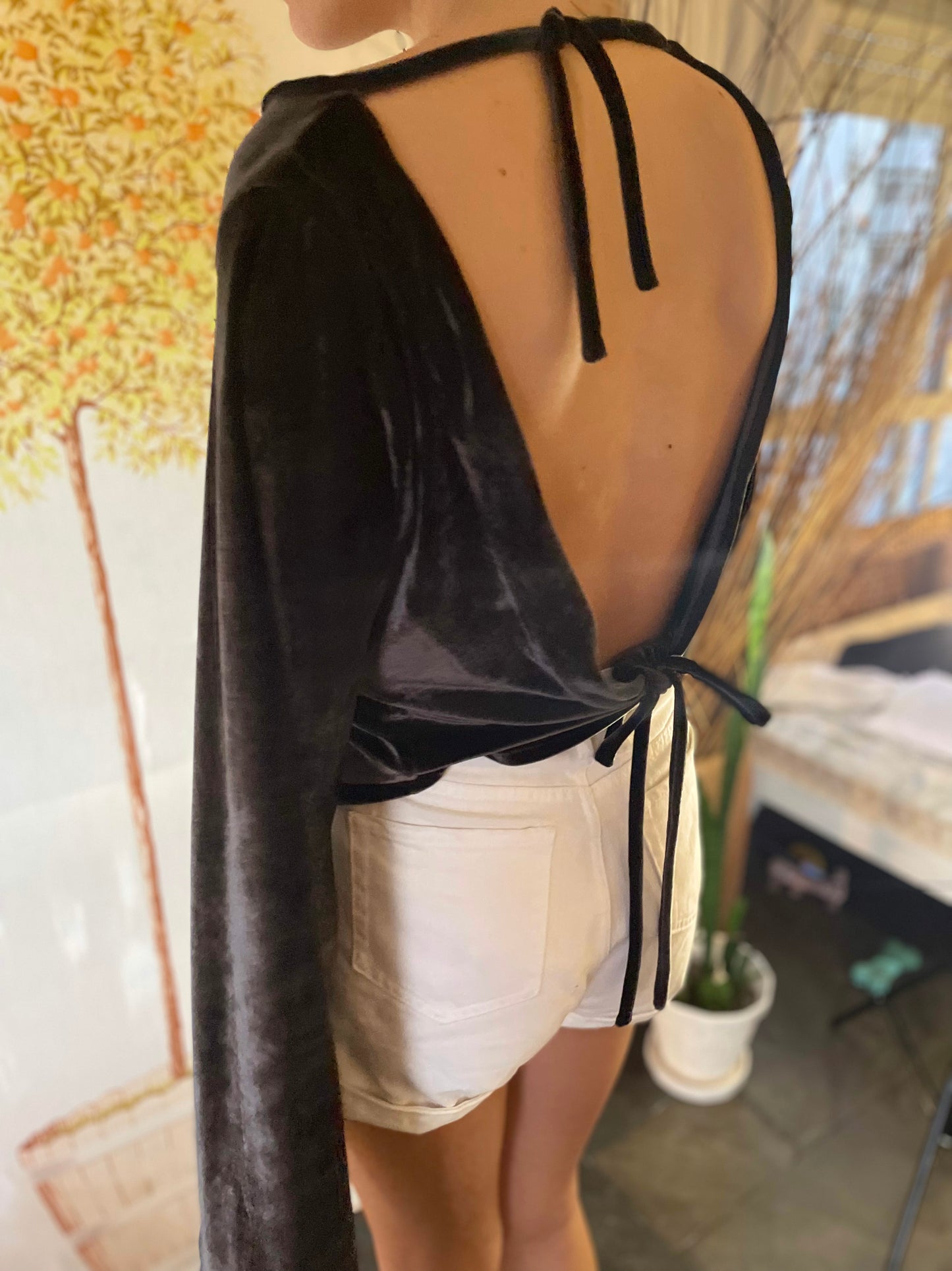 BLUSA MORCEGO VELUDO GRAFITE